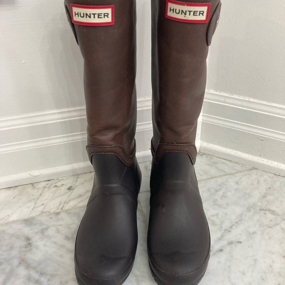 Hunter Dark Brown Knee-High Boots